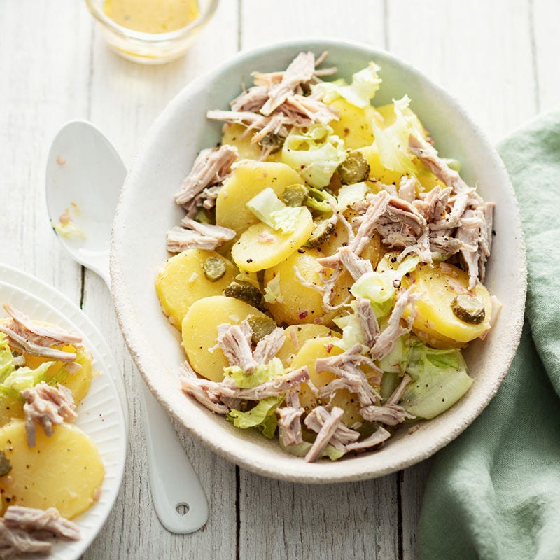 Salade de pommes de terre à l'effiloché de cochon