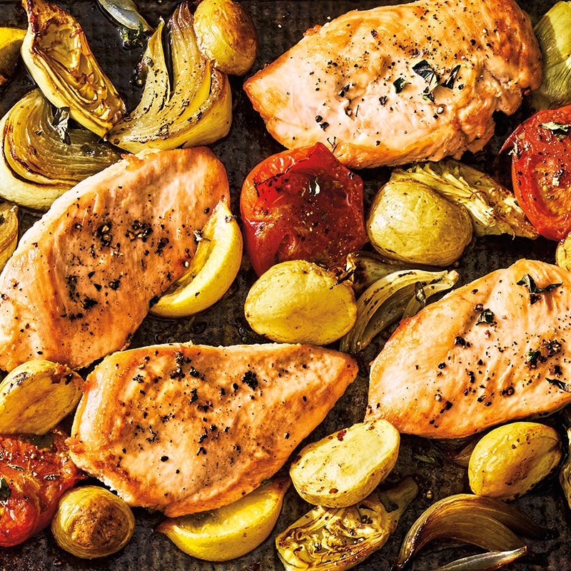 Chicken & artichoke tray bake