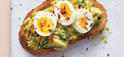 Smashed avocado and egg toast
