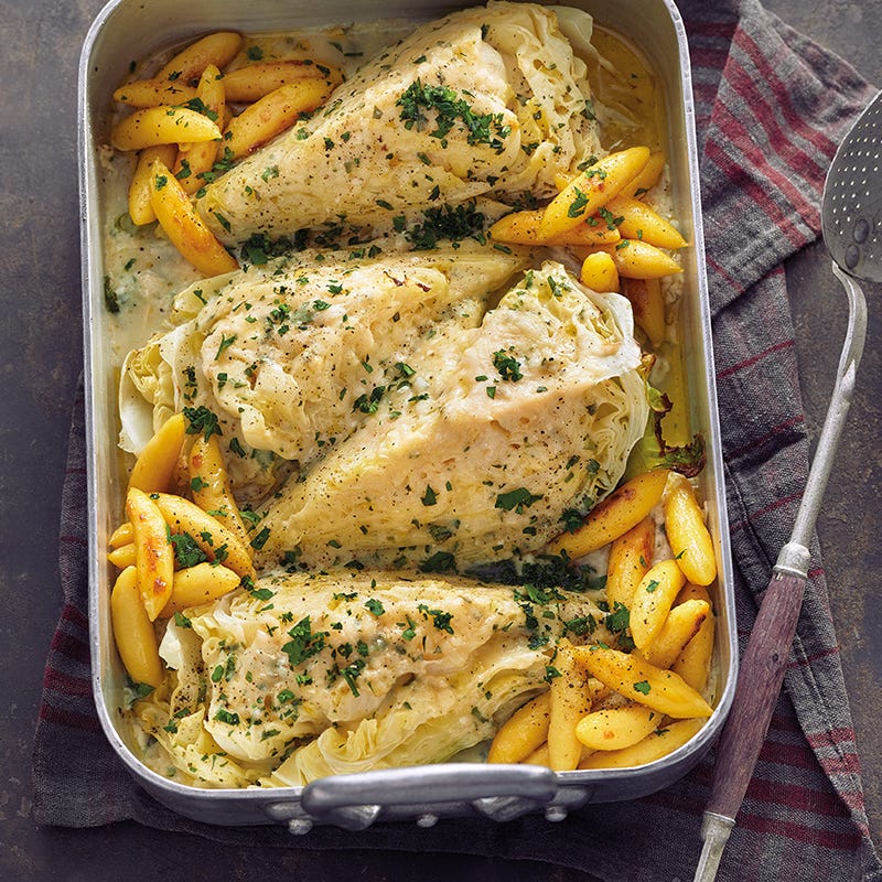 Gratinierter Spitzkohl mit Schupfnudeln