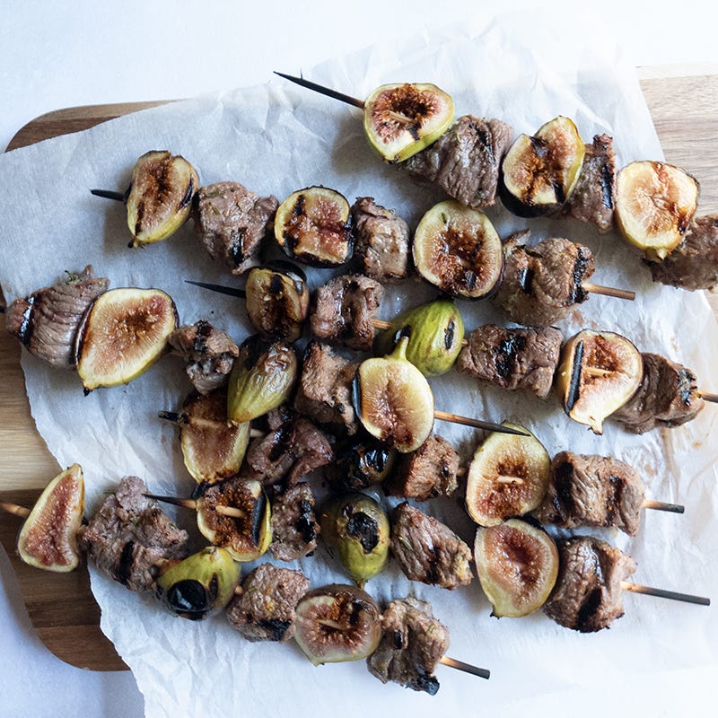 Lamb and fig kebabs