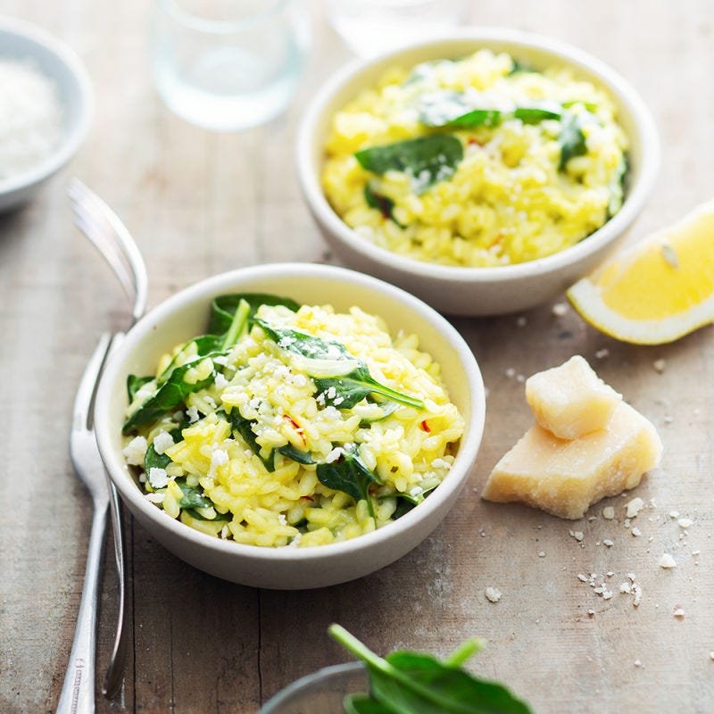 Risotto aux épinards parfumé au safran