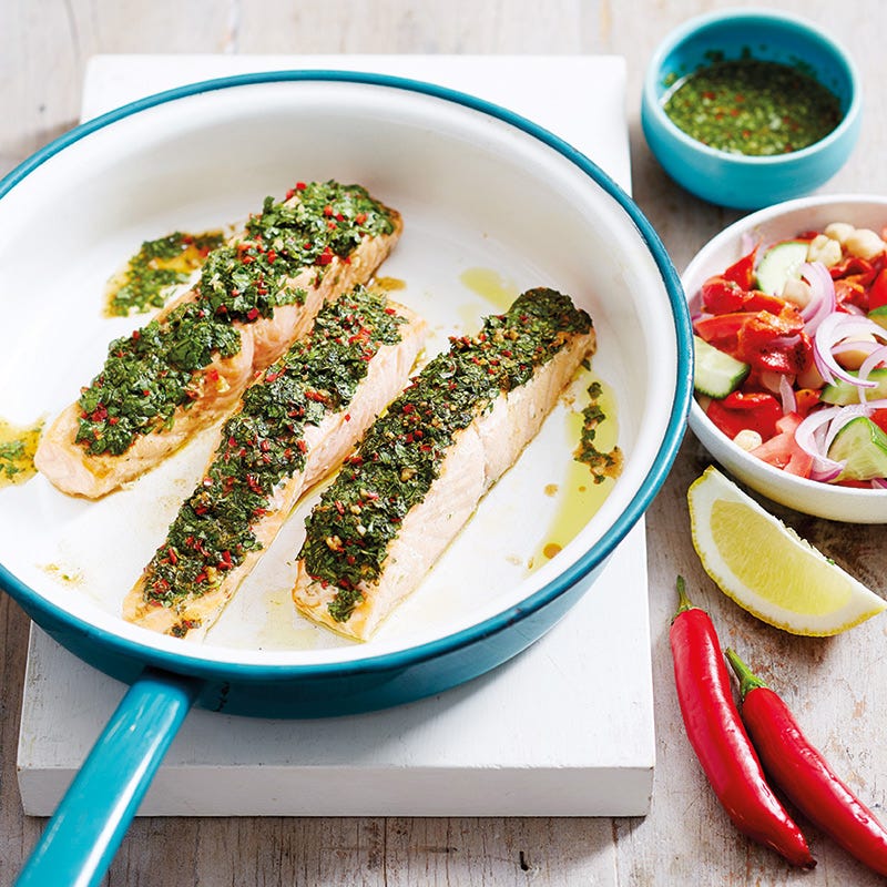 Lachs mit Chermoula und Salat