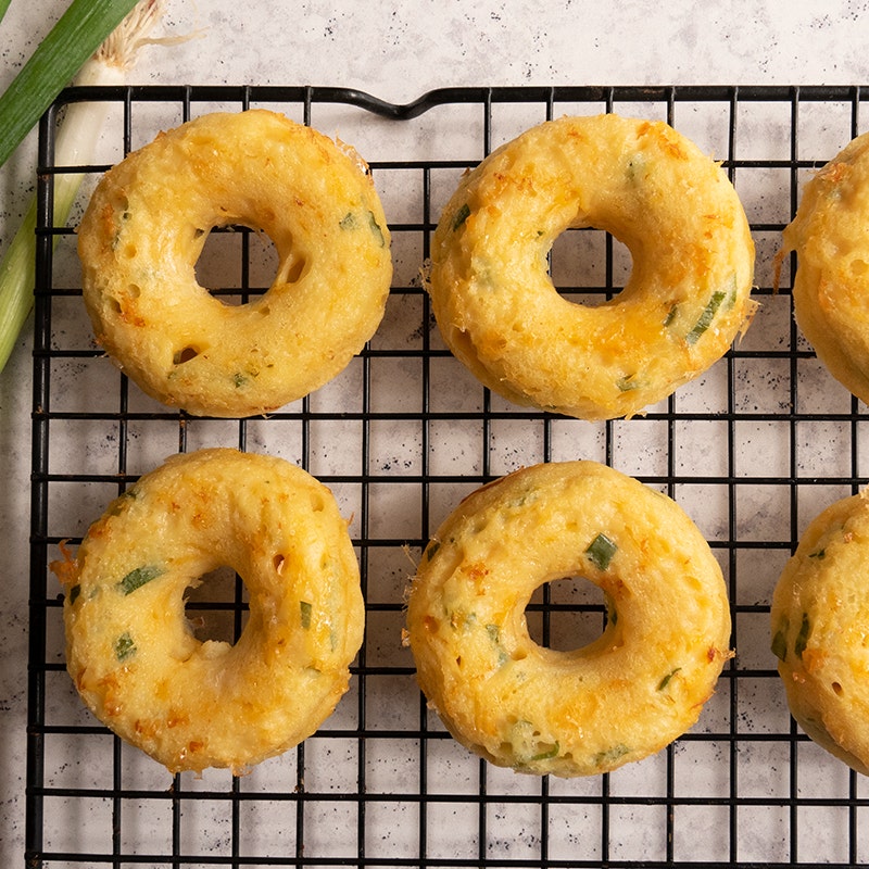 Scallion-cheddar mashed potato doughnuts
