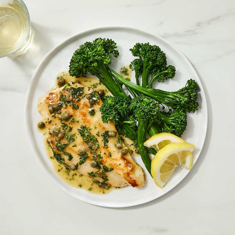 Chicken piccata with broccolini