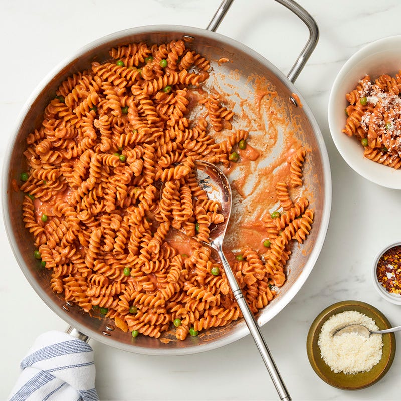 Lentil rotini with creamy vodka sauce