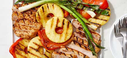 Hoisin-glazed pork with pineapple and sweet peppers