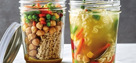 Chickpea and vegetable noodle soup jars