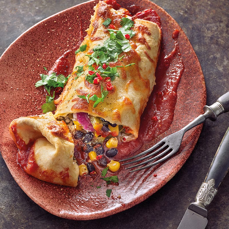 Scharfe Enchiladas mit Bohnen