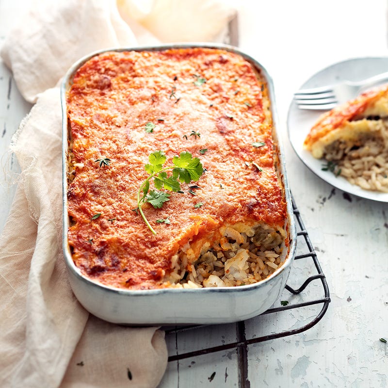 Moussaka au riz complet et poisson