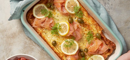 Krämig omelett med lax och kapris