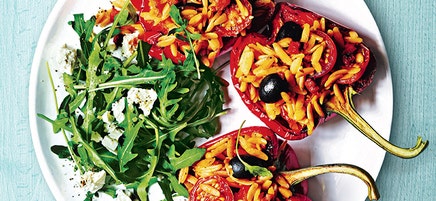 Risoni and chorizo stuffed capsicum