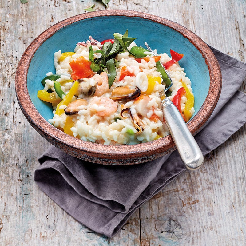 Meeresfrüchte-Risotto mit Paprika