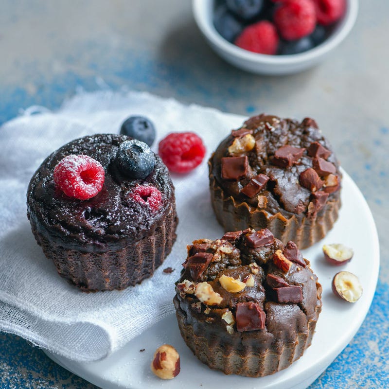 Muffins protéinés chocolat-noisettes