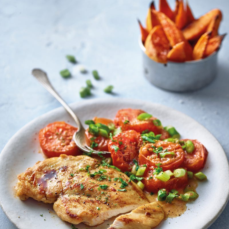 Foto van Gebakken kipfilet met zoete-aardappelwedges door WW