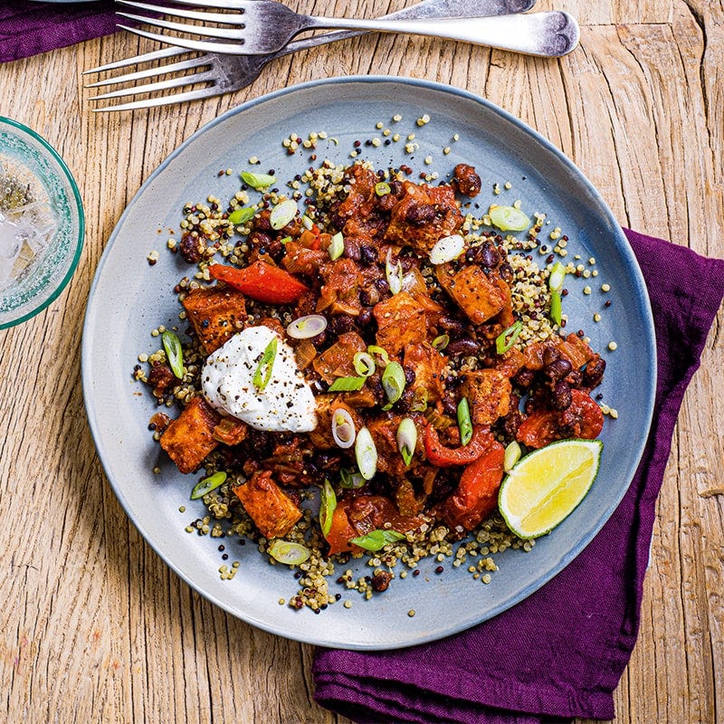 Smoky tofu chilli with quinoa