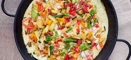 Open veggie egg white omelette