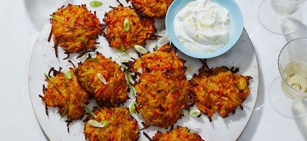 Shredded pumpkin and carrot fritters