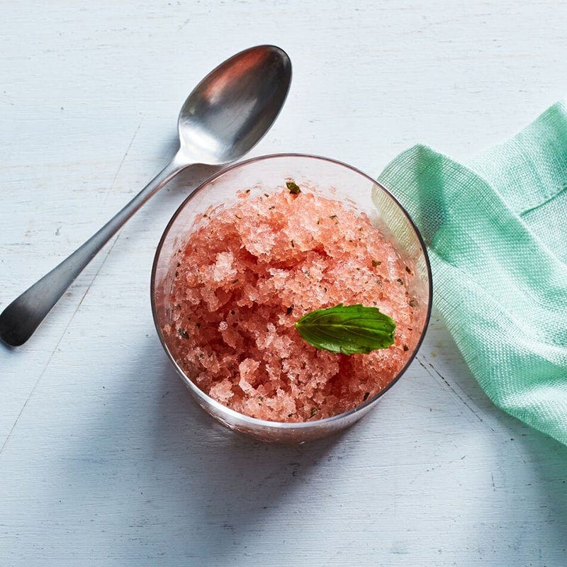 Watermelon and basil granita