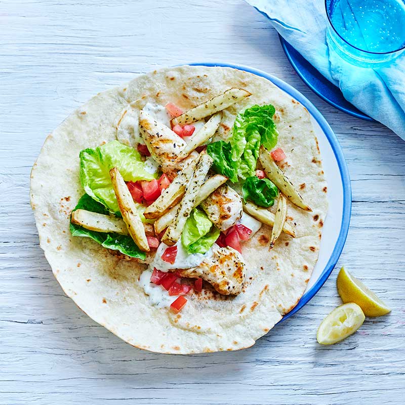 Chicken gyros with tzatziki