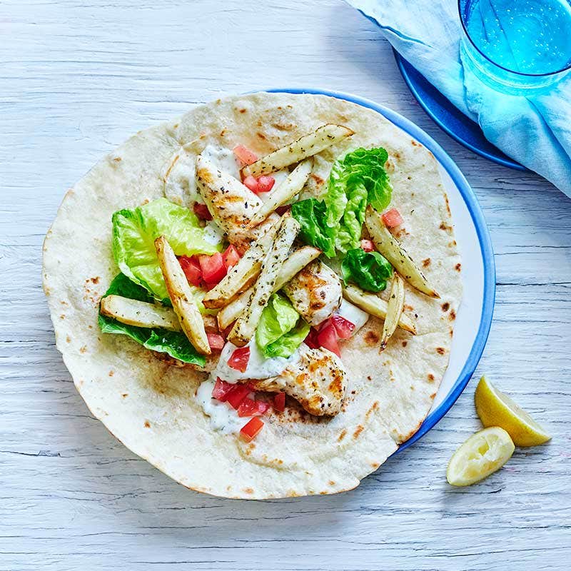 Chicken gyros with tzatziki
