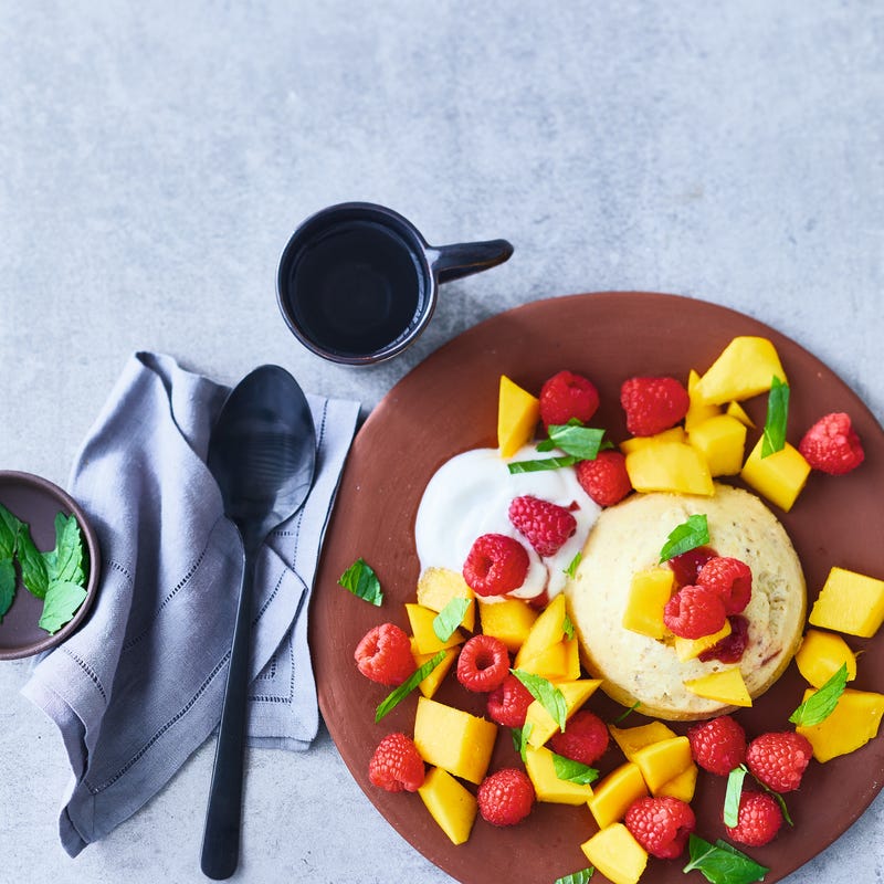 Foto van Griesmeelcakeje met mango door WW