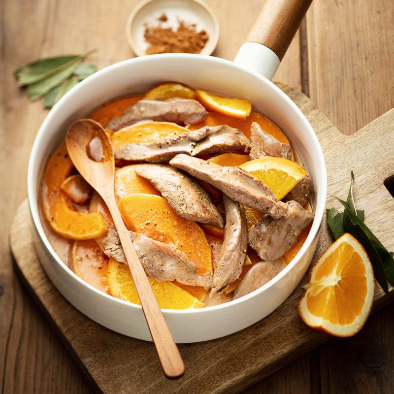Aiguillettes de canard et butternut confit à l'orange