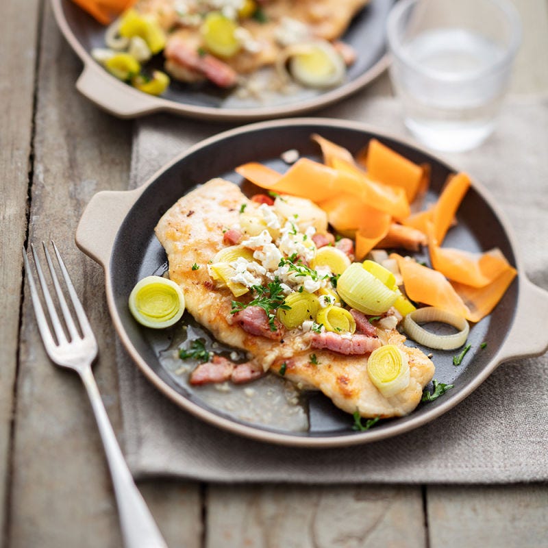 Piccata de poulet aux poireaux