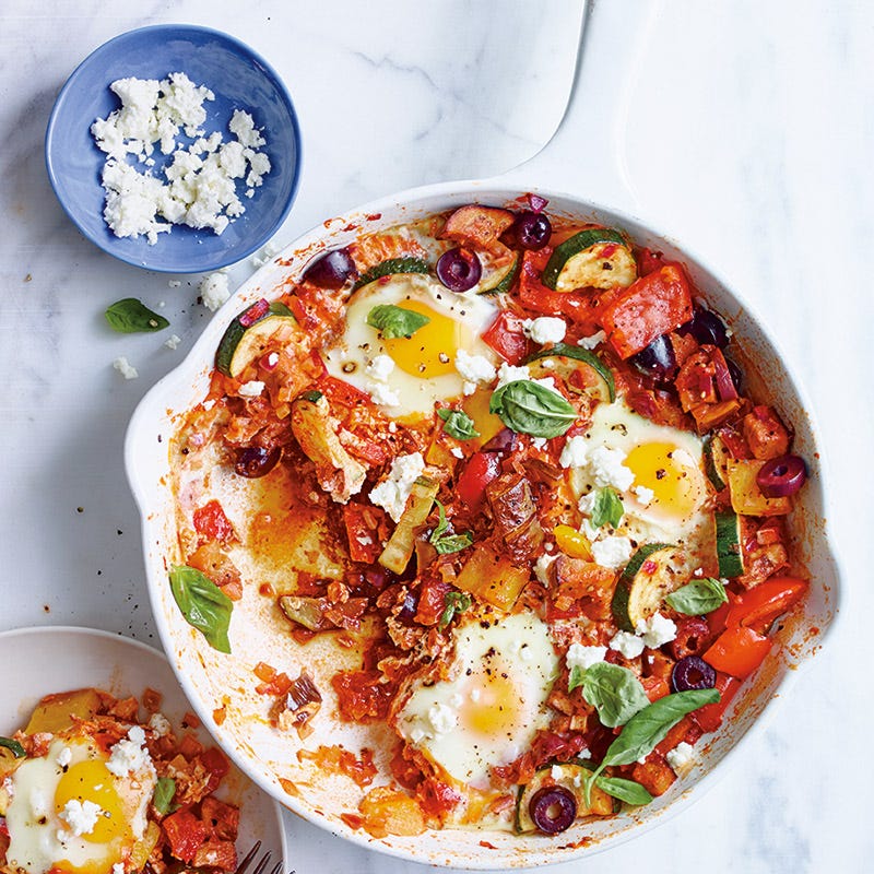 Pfannenratatouille mit Eiern