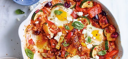Pfannenratatouille mit Eiern