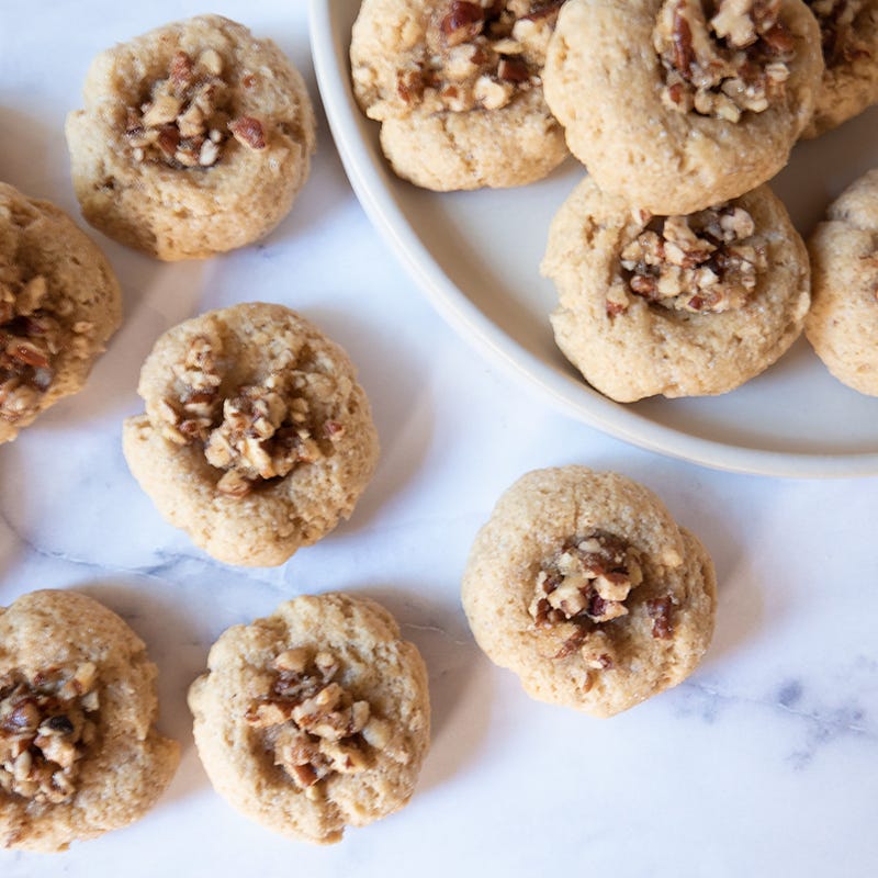 Pecan pie thumbprint cookies