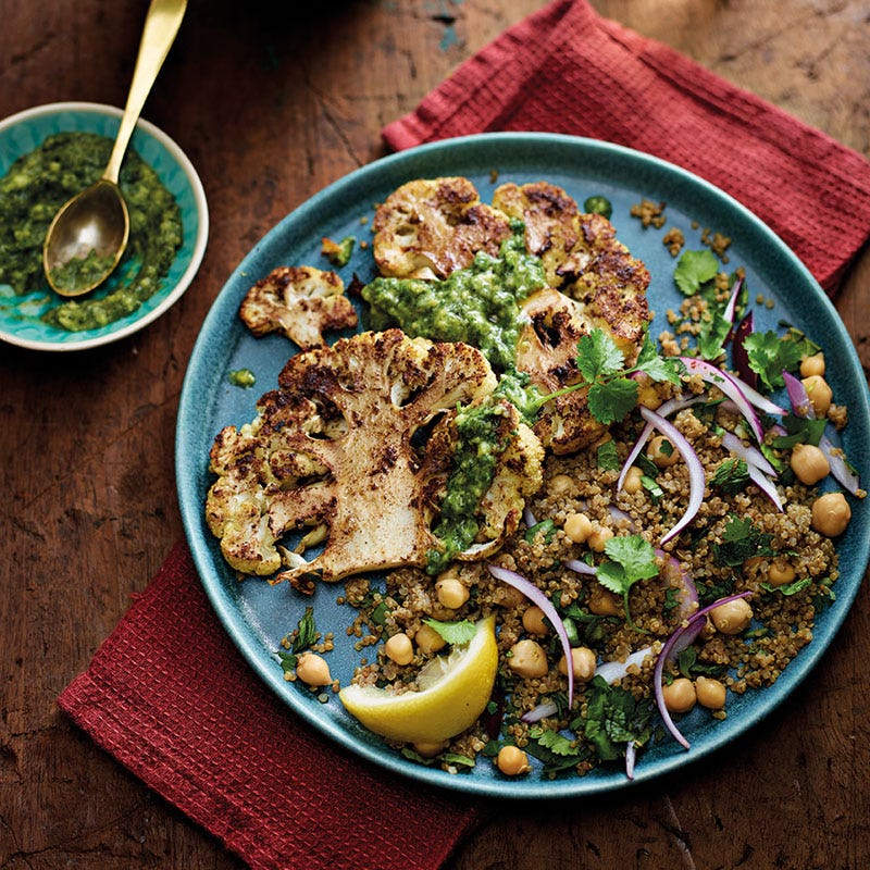 Blumenkohlsteak mit grünem Chutney