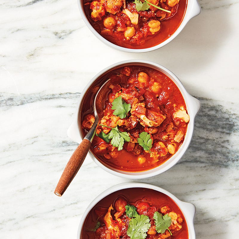 Scharfe Kichererbsen-Blumenkohl-Suppe