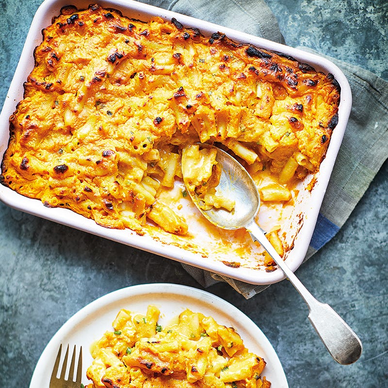 Vegange Mac'n'cheese mit Kürbis
