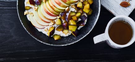 Havermoutpap met walnoot en appel