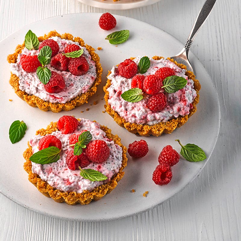 Chia-Himbeer-Cremetörtchen