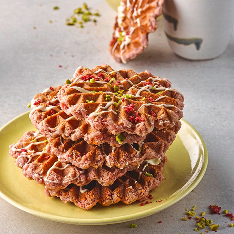 Himbeer-Waffel-Cookies mit Pistazien