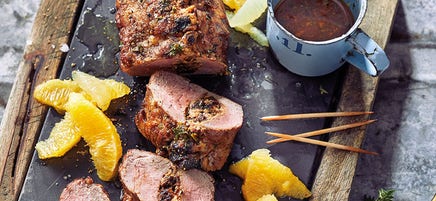 Schweinefilet mit Pflaumen und Zitrusmarinade