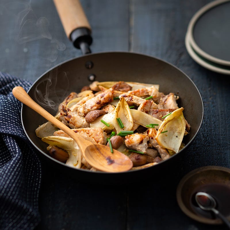 Photo de Wok de porc châtaignes et endives prise par WW