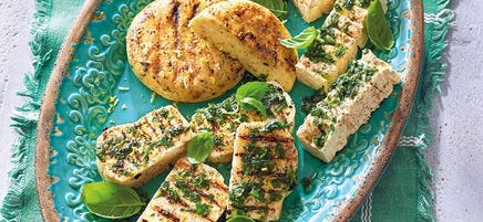 Dreierlei Grillkäse mit Kräutermarinade