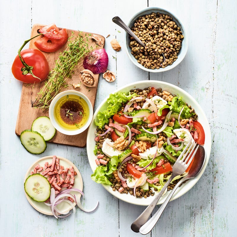Photo de/du Salade composée lentilles, chèvre, bacon par WW