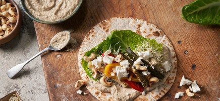 Wraps med grillade grönsaker och baba ganoush