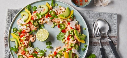Ceviche med lax och räkor