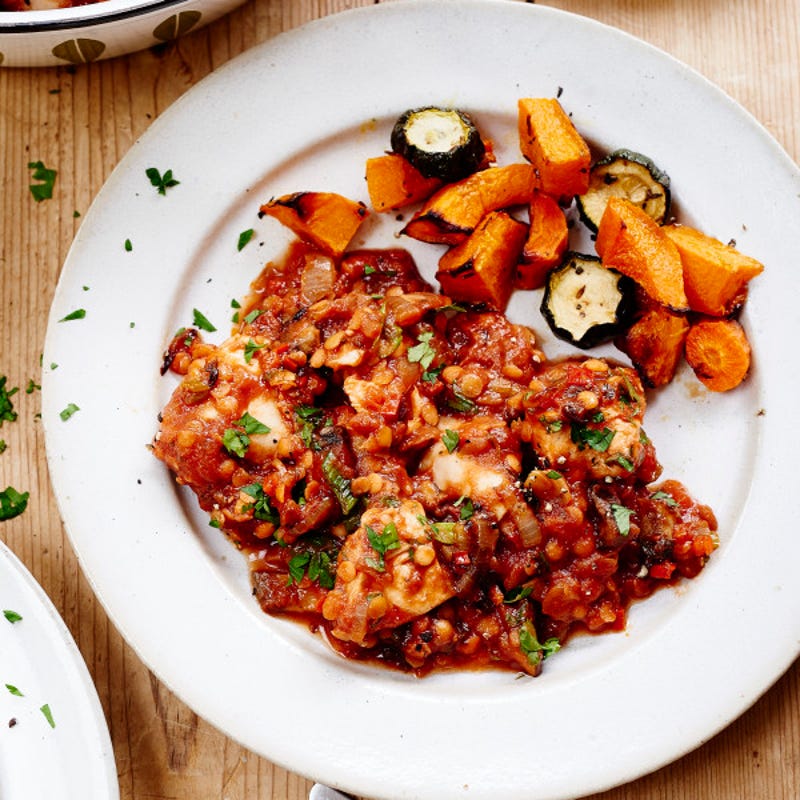 Photo de/du Poulet au paprika, lentilles et légumes grillés par WW