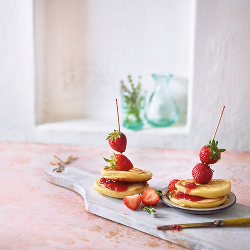 Foto van Pannenkoekspiesjes met aardbeien door WW