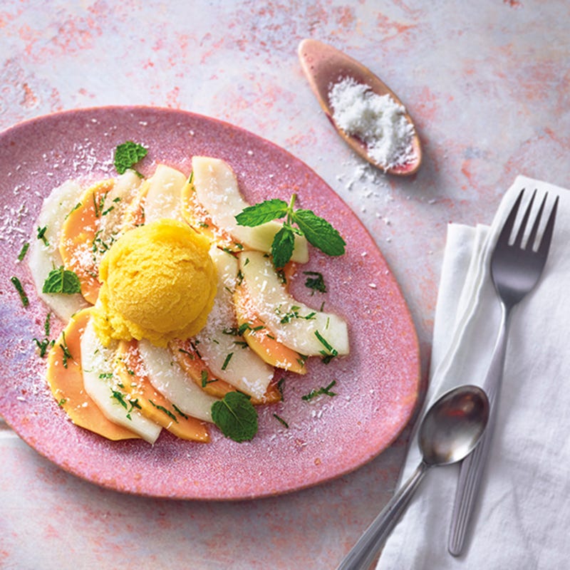 Foto van Papaja-meloencarpaccio met ijs door WW