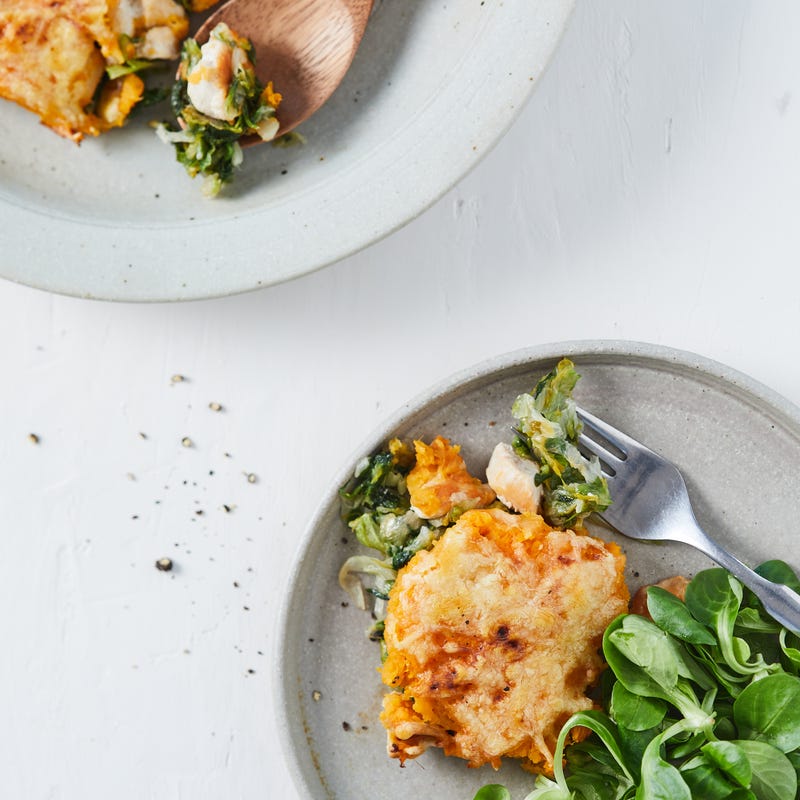 Foto van Miljuschka's ovenschotel zoete aardappel en andijvie door WW
