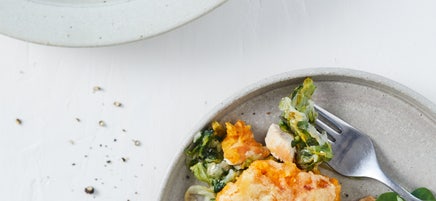 Ovenschotel zoete aardappel en andijvie