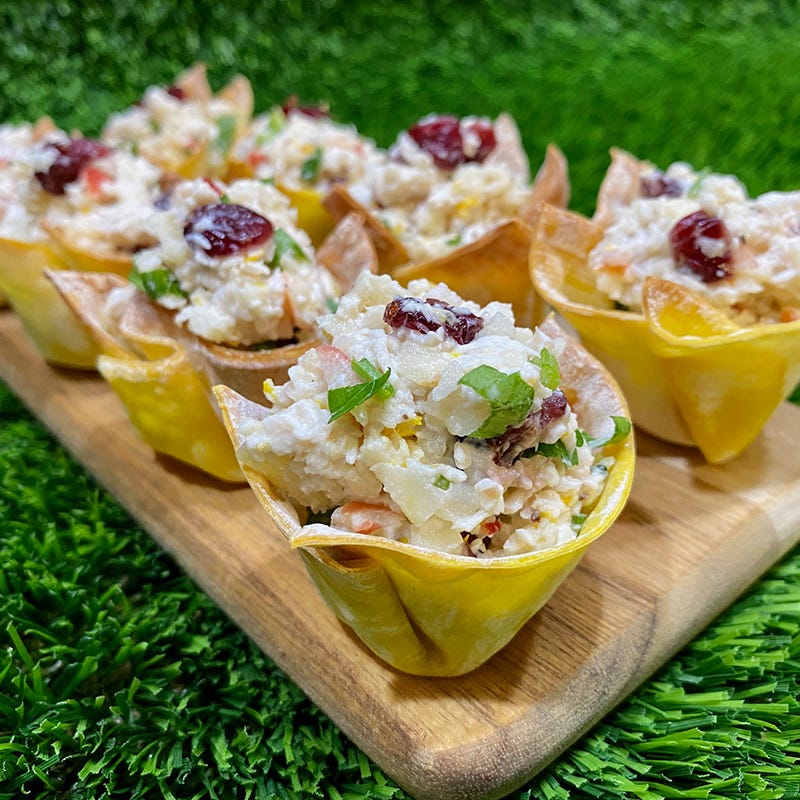 Anna's creamy chicken craisin and apple wonton cups