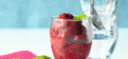 Sorbet framboise, menthe et vinaigre balsamique